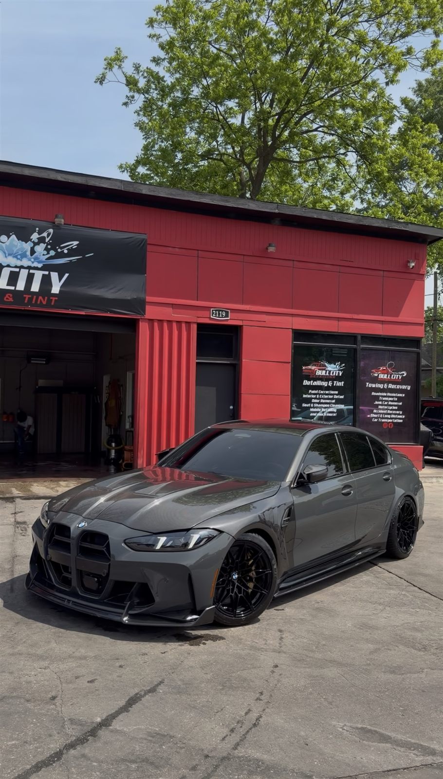 BMW M3 with window tint at Bullcity Detailing & Tint shop in Durham NC